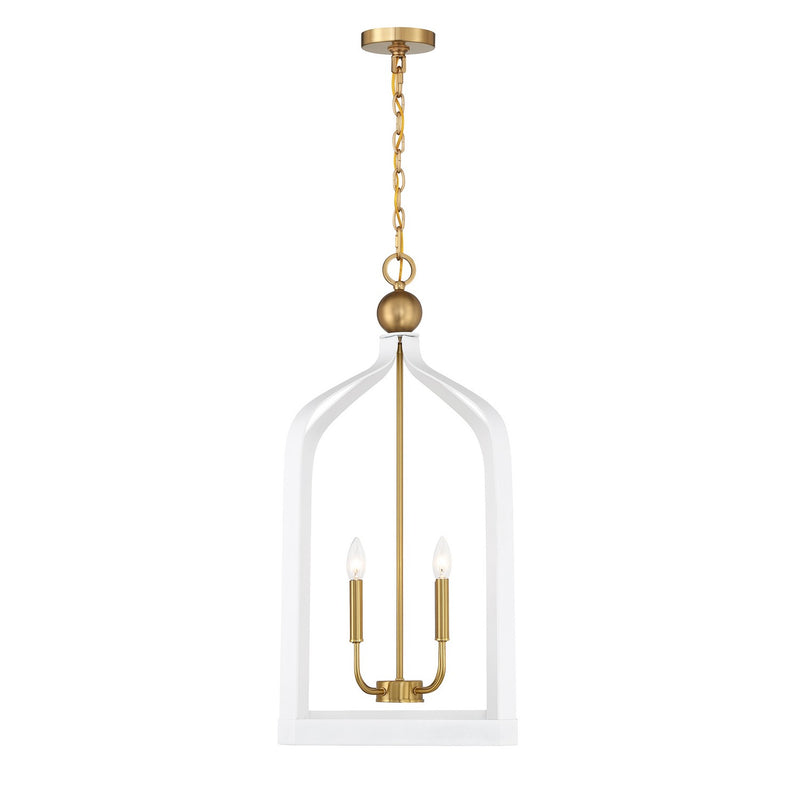Savoy House 7-7802-4-142 Four Light Pendant, White with Warm Brass