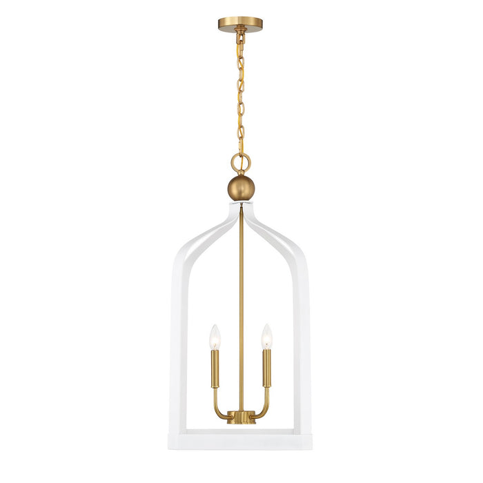 Savoy House 7-7802-4-142 Four Light Pendant, White with Warm Brass