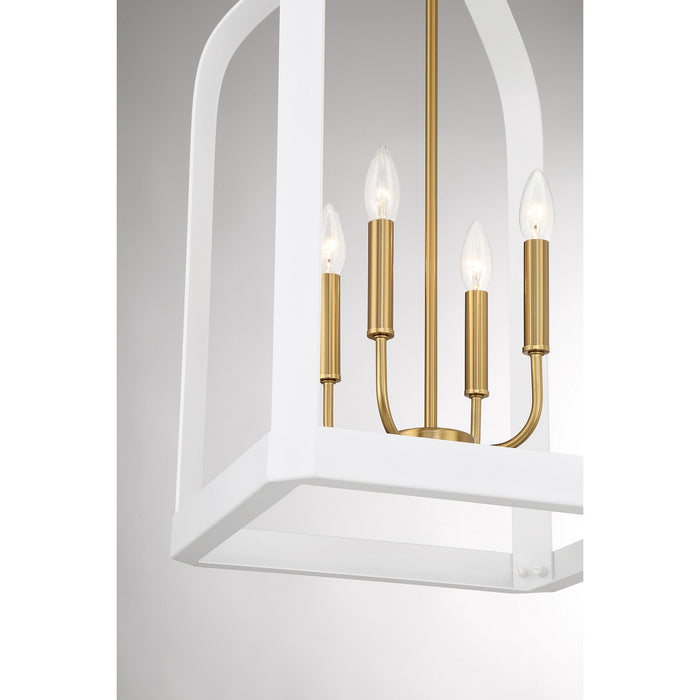 Savoy House 7-7802-4-142 Four Light Pendant, White with Warm Brass