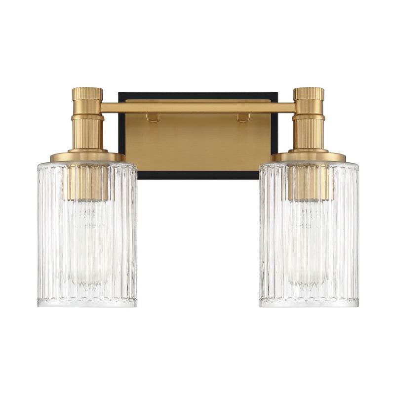 Savoy House 8-1102-2-143 Two Light Bathroom Vanity, Matte Black with Warm Brass