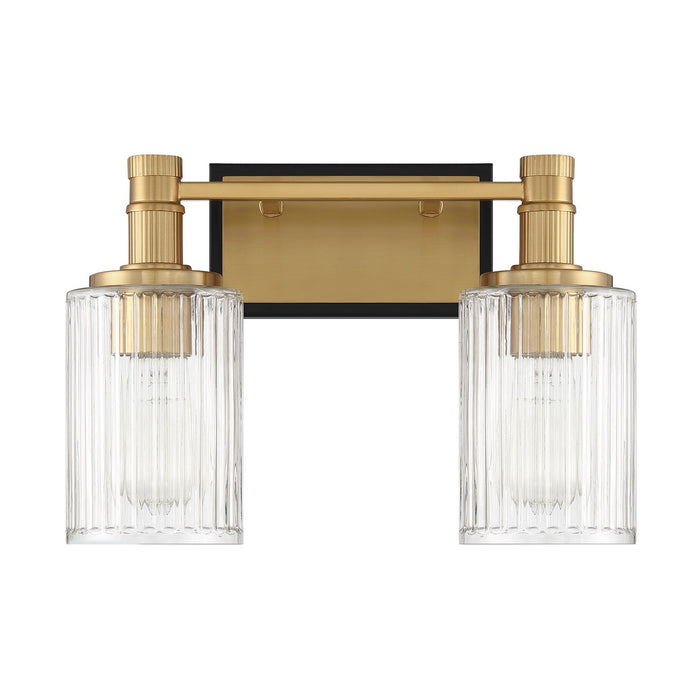 Savoy House 8-1102-2-143 Two Light Bathroom Vanity, Matte Black with Warm Brass