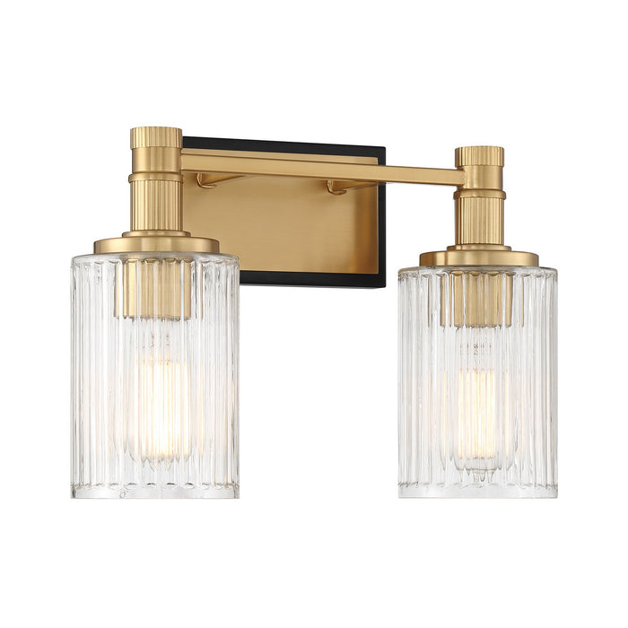 Savoy House 8-1102-2-143 Two Light Bathroom Vanity, Matte Black with Warm Brass