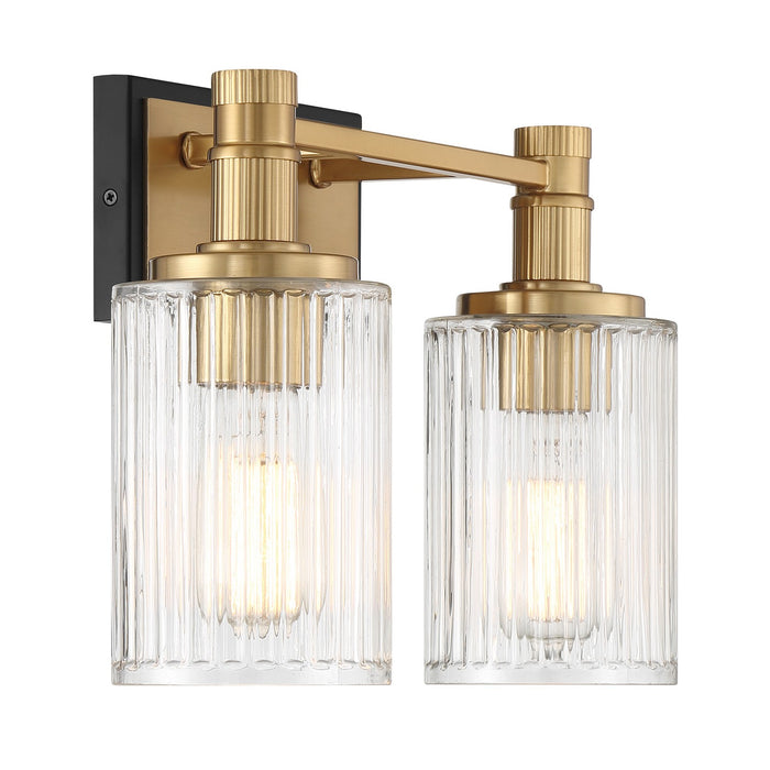 Savoy House 8-1102-2-143 Two Light Bathroom Vanity, Matte Black with Warm Brass