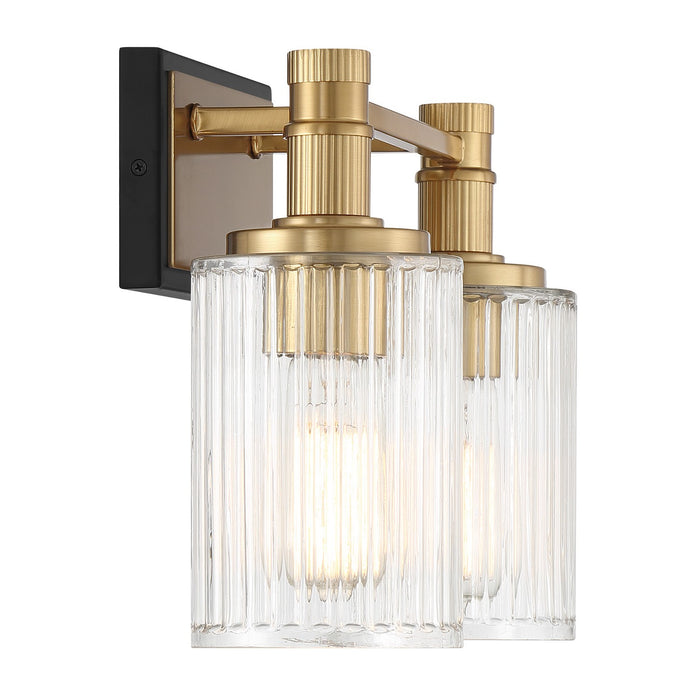 Savoy House 8-1102-2-143 Two Light Bathroom Vanity, Matte Black with Warm Brass