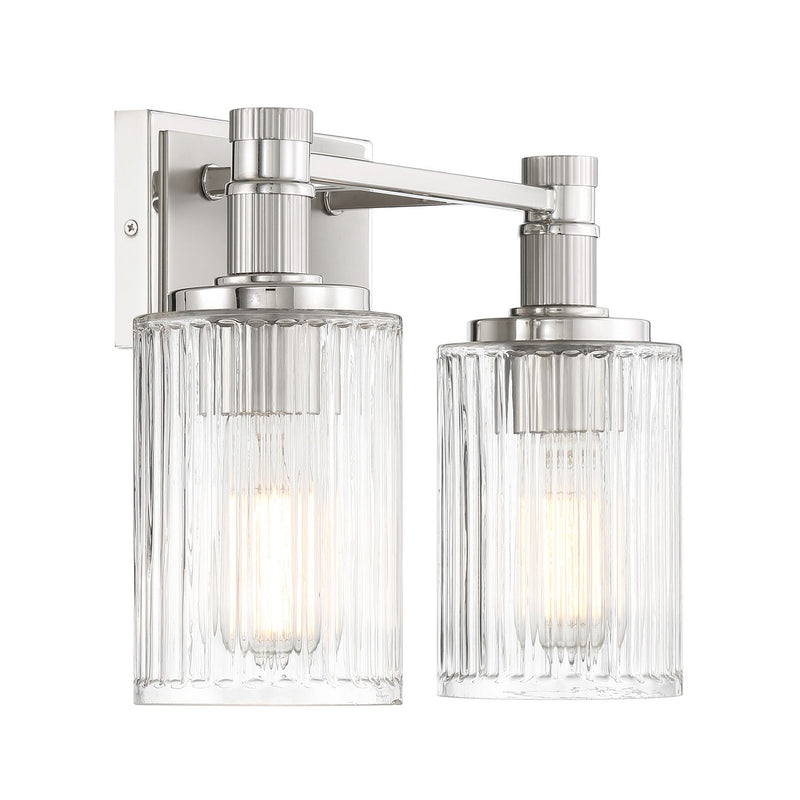 Savoy House 8-1102-2-146 Two Light Bathroom Vanity, Silver and Polished Nickel