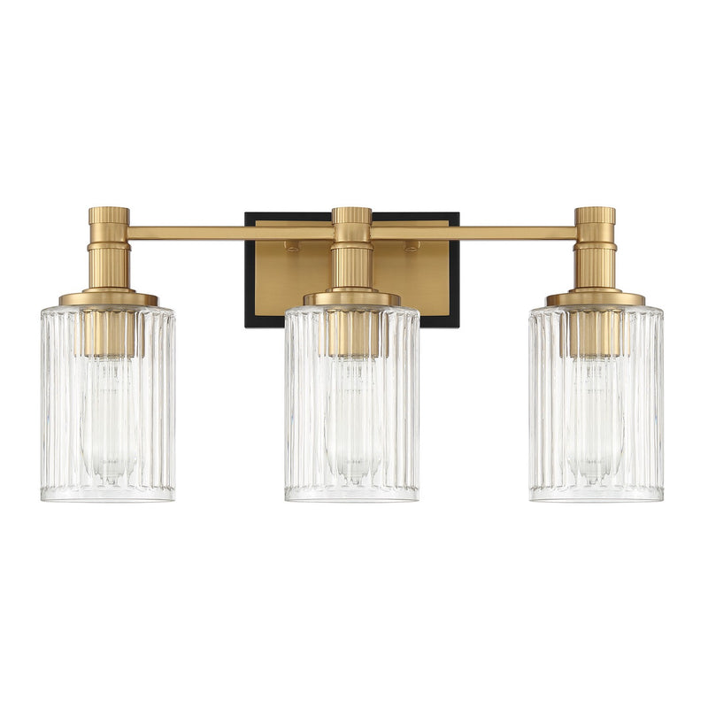 Savoy House 8-1102-3-143 Three Light Bathroom Vanity, Matte Black with Warm Brass