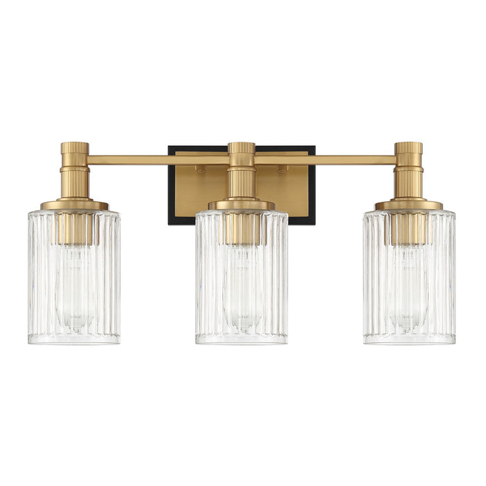 Savoy House 8-1102-3-143 Three Light Bathroom Vanity, Matte Black with Warm Brass