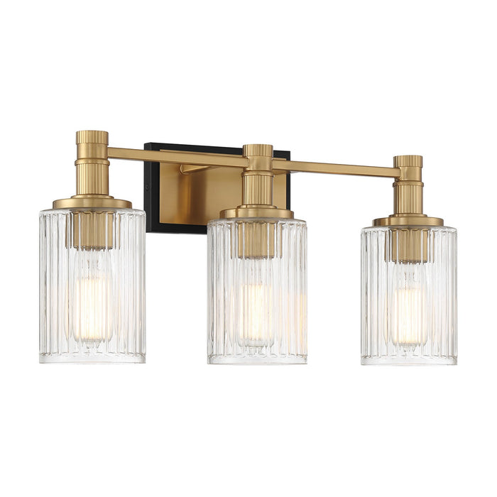 Savoy House 8-1102-3-143 Three Light Bathroom Vanity, Matte Black with Warm Brass