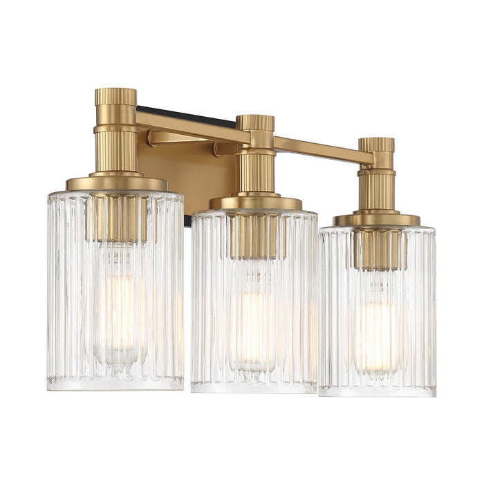 Savoy House 8-1102-3-143 Three Light Bathroom Vanity, Matte Black with Warm Brass