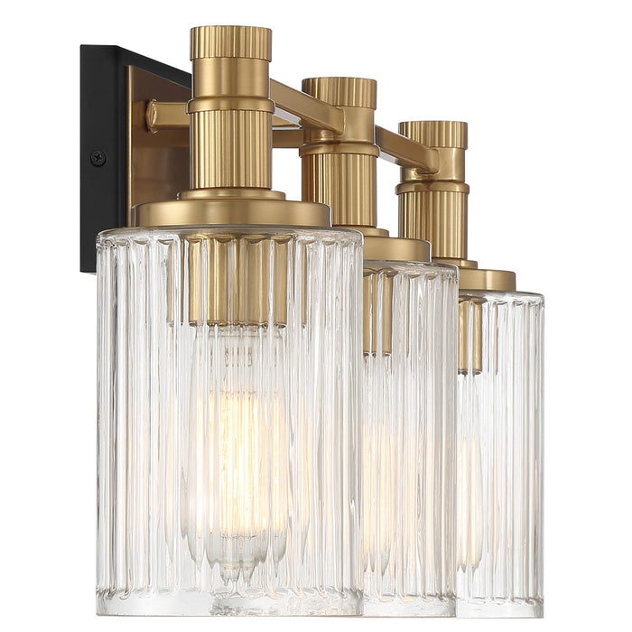 Savoy House 8-1102-3-143 Three Light Bathroom Vanity, Matte Black with Warm Brass