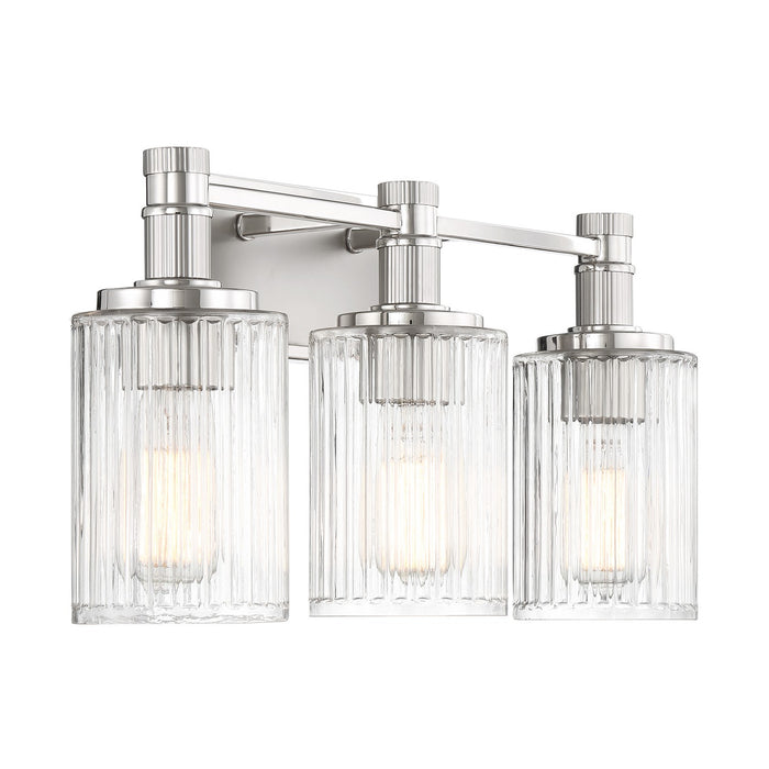Savoy House 8-1102-3-146 Three Light Bathroom Vanity, Silver and Polished Nickel