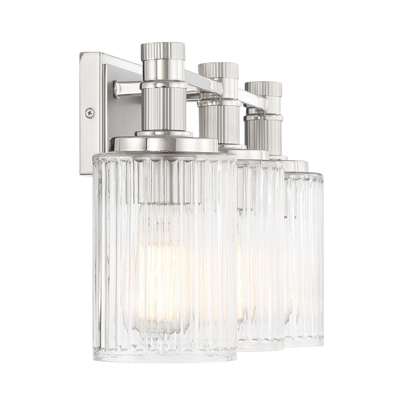 Savoy House 8-1102-3-146 Three Light Bathroom Vanity, Silver and Polished Nickel