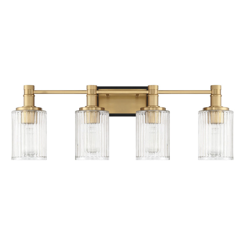 Savoy House 8-1102-4-143 Four Light Bathroom Vanity, Matte Black with Warm Brass