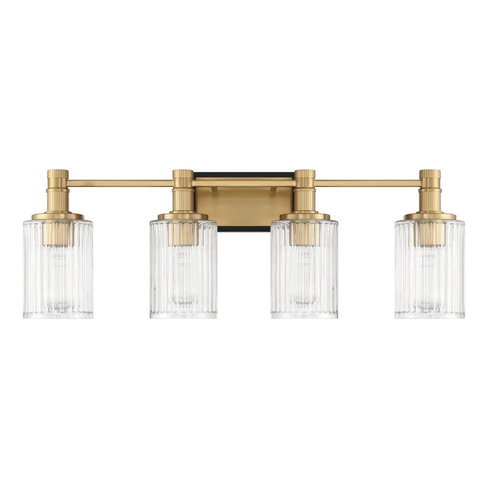 Savoy House 8-1102-4-143 Four Light Bathroom Vanity, Matte Black with Warm Brass