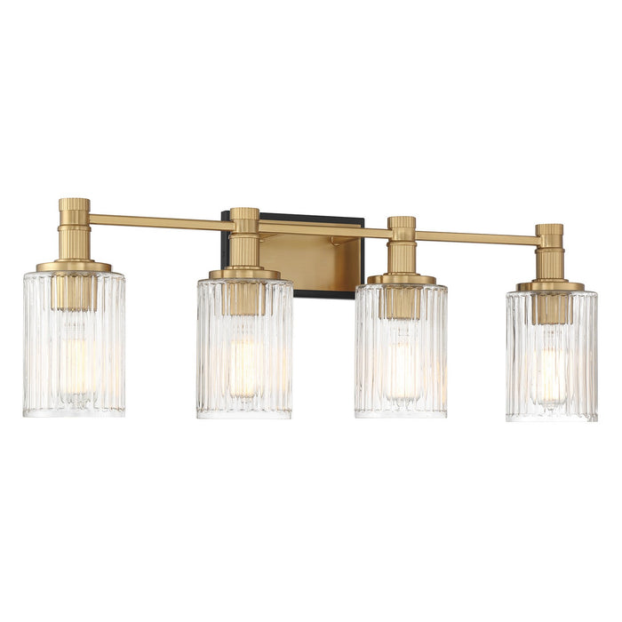 Savoy House 8-1102-4-143 Four Light Bathroom Vanity, Matte Black with Warm Brass