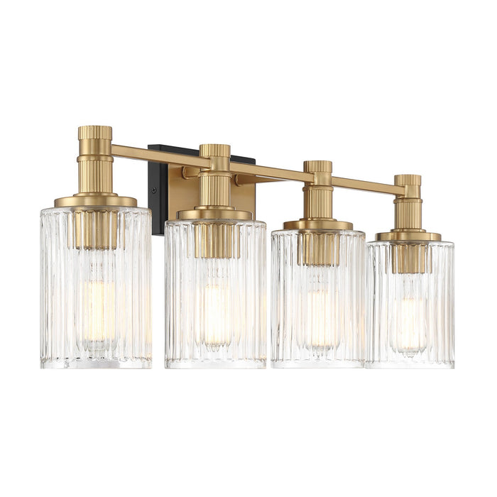 Savoy House 8-1102-4-143 Four Light Bathroom Vanity, Matte Black with Warm Brass