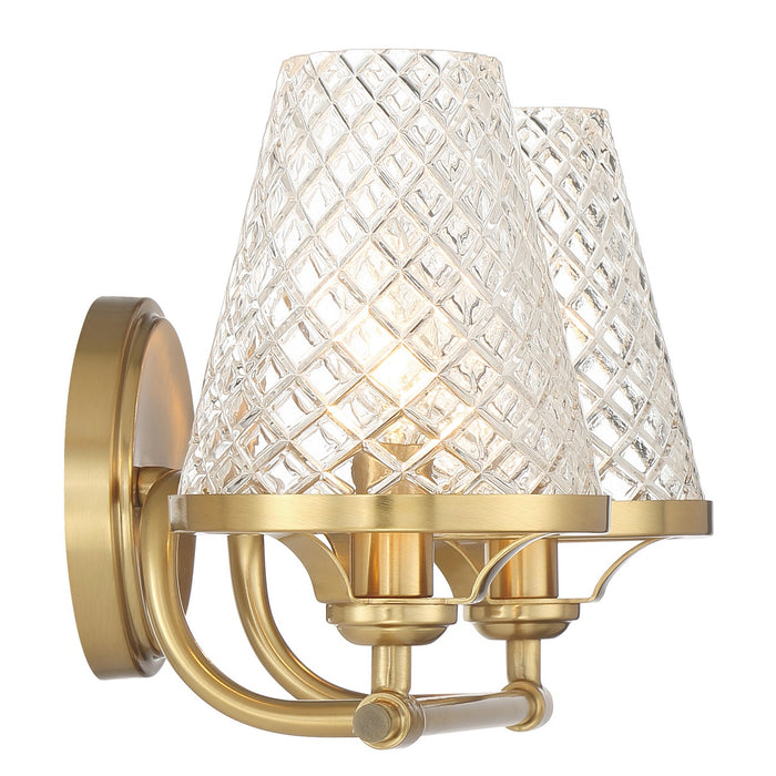 Savoy House 8-3596-2-322 Two Light Bathroom Vanity, Warm Brass
