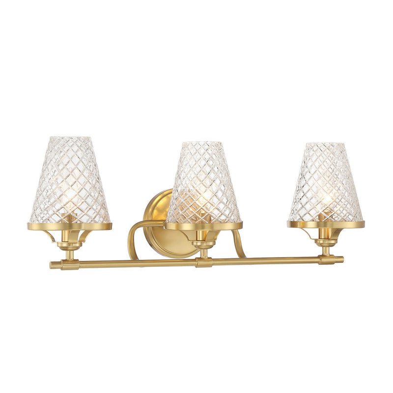 Savoy House 8-3596-3-322 Three Light Bathroom Vanity, Warm Brass