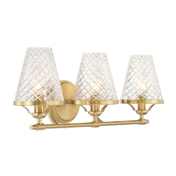 Savoy House 8-3596-3-322 Three Light Bathroom Vanity, Warm Brass