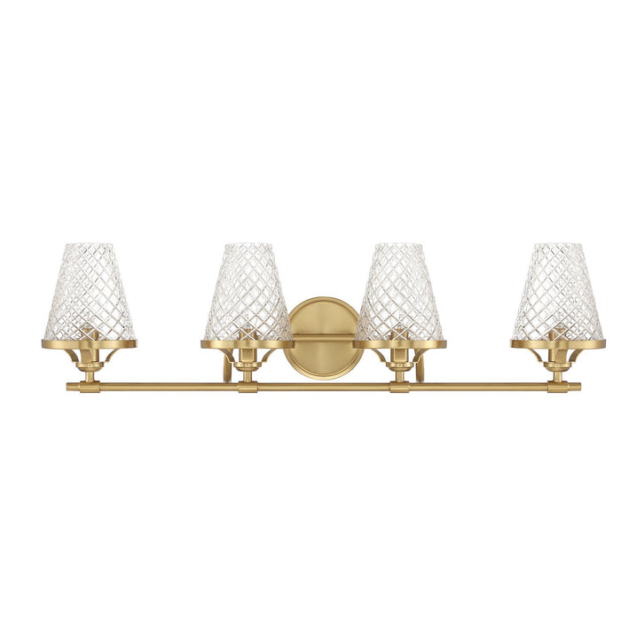 Savoy House 8-3596-4-322 Four Light Bathroom Vanity, Warm Brass