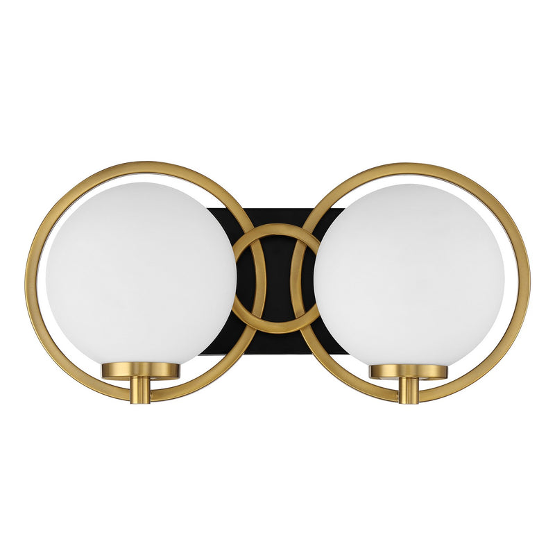 Savoy House 8-6180-2-143 Two Light Bathroom Vanity, Matte Black with Warm Brass