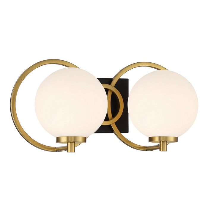 Savoy House 8-6180-2-143 Two Light Bathroom Vanity, Matte Black with Warm Brass
