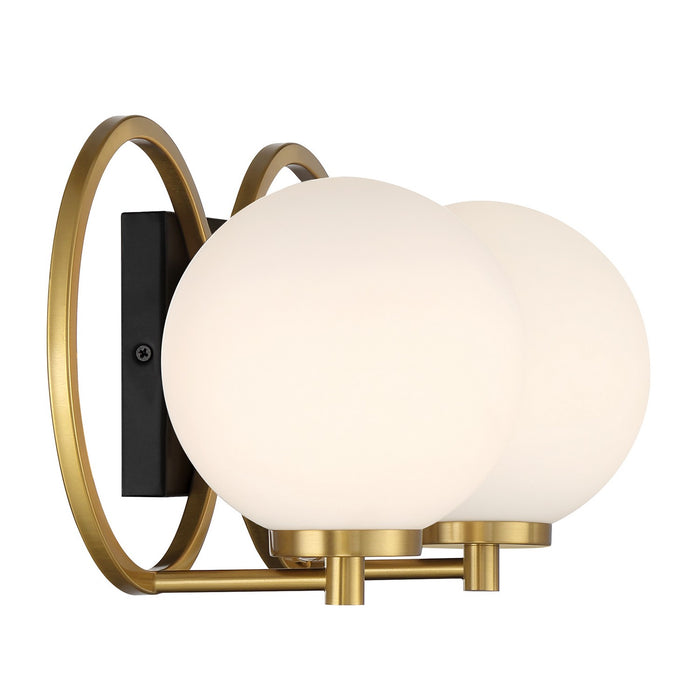 Savoy House 8-6180-2-143 Two Light Bathroom Vanity, Matte Black with Warm Brass