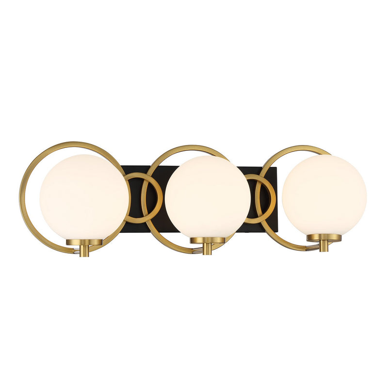 Savoy House 8-6180-3-143 Three Light Bathroom Vanity, Matte Black with Warm Brass