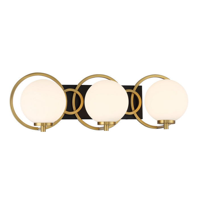 Savoy House 8-6180-3-143 Three Light Bathroom Vanity, Matte Black with Warm Brass