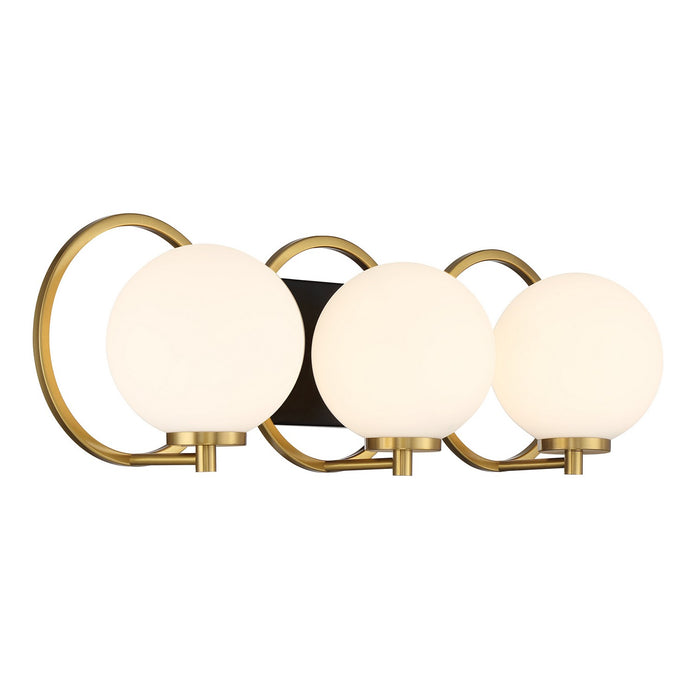 Savoy House 8-6180-3-143 Three Light Bathroom Vanity, Matte Black with Warm Brass