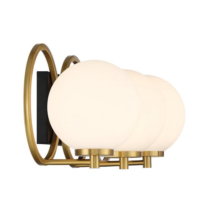 Savoy House 8-6180-3-143 Three Light Bathroom Vanity, Matte Black with Warm Brass