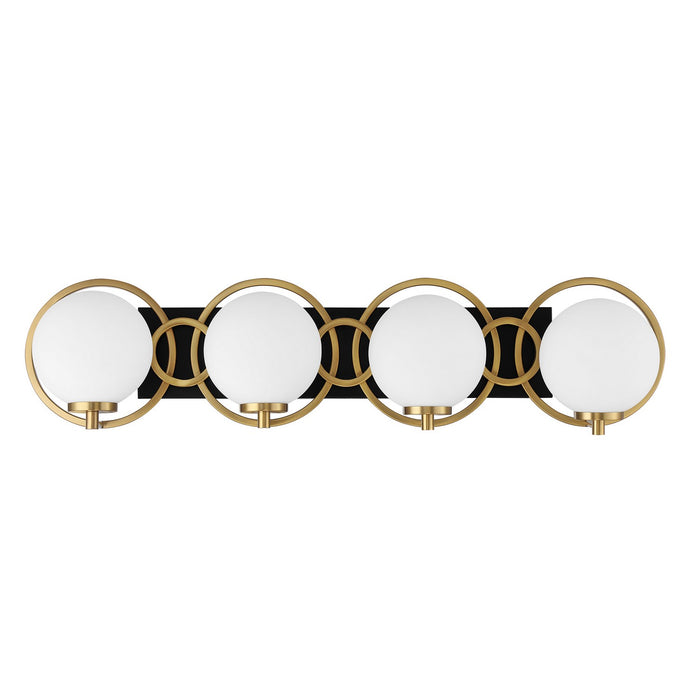 Savoy House 8-6180-4-143 Four Light Bathroom Vanity, Matte Black with Warm Brass
