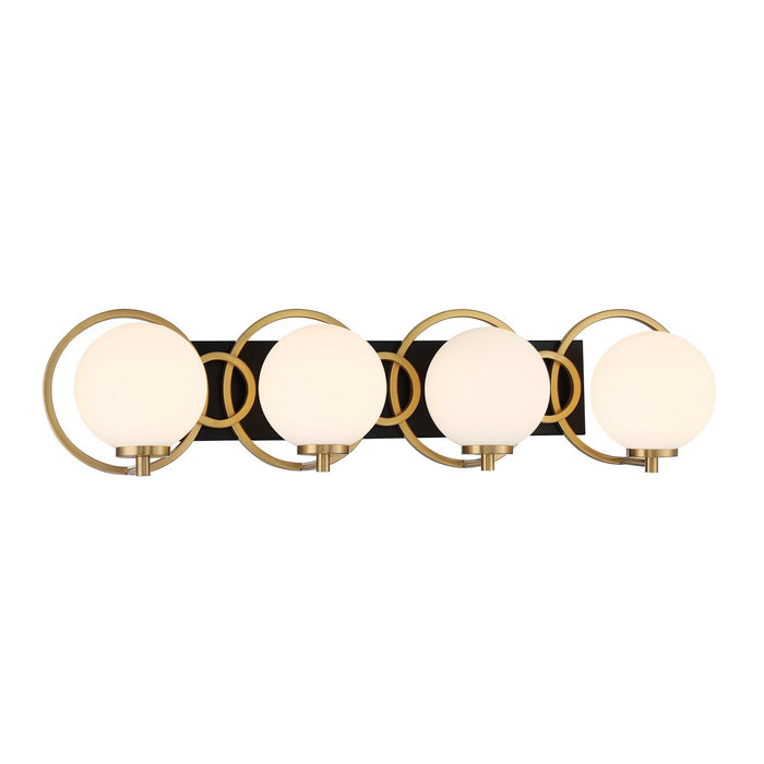 Savoy House 8-6180-4-143 Four Light Bathroom Vanity, Matte Black with Warm Brass