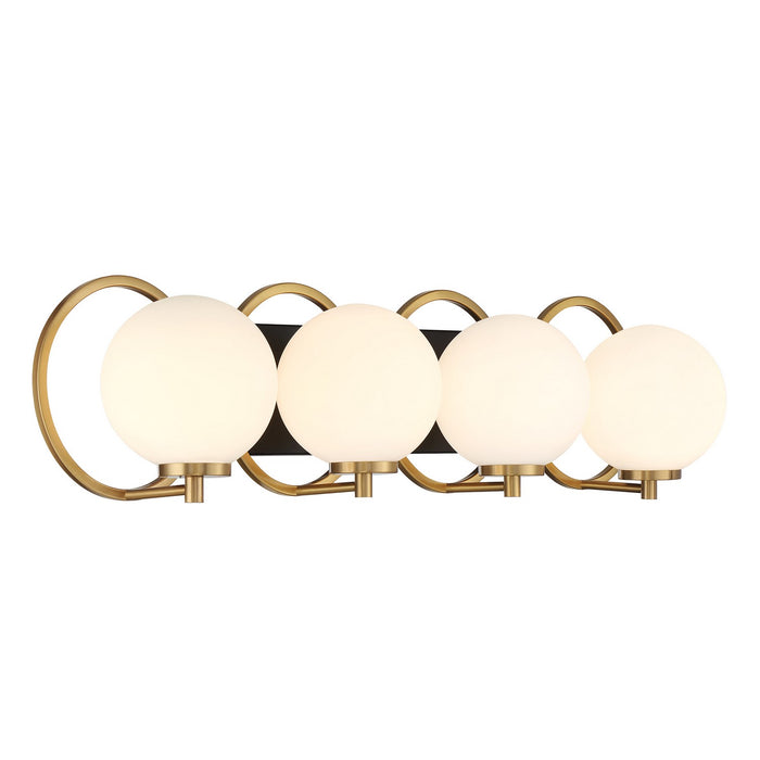 Savoy House 8-6180-4-143 Four Light Bathroom Vanity, Matte Black with Warm Brass