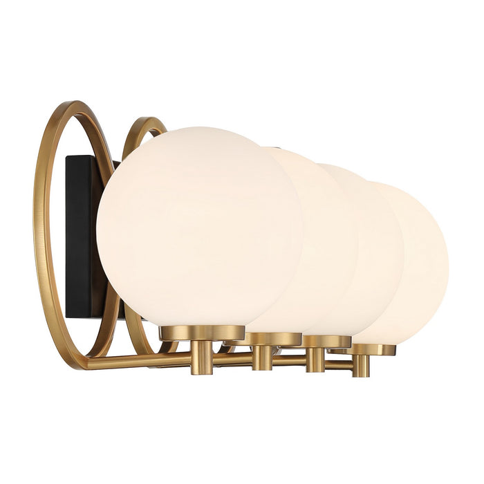 Savoy House 8-6180-4-143 Four Light Bathroom Vanity, Matte Black with Warm Brass
