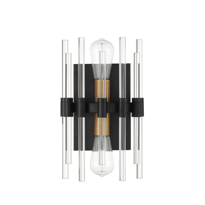 Savoy House 9-1935-2-143 Two Light Wall Sconce, Matte Black with Warm Brass