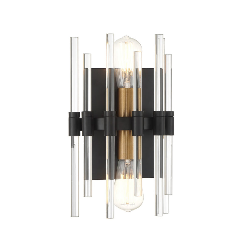 Savoy House 9-1935-2-143 Two Light Wall Sconce, Matte Black with Warm Brass