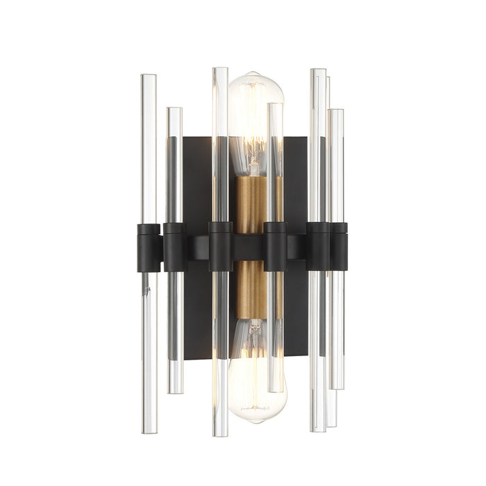 Savoy House 9-1935-2-143 Two Light Wall Sconce, Matte Black with Warm Brass