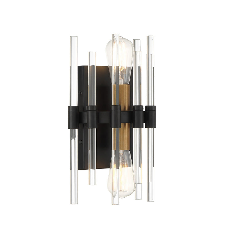 Savoy House 9-1935-2-143 Two Light Wall Sconce, Matte Black with Warm Brass