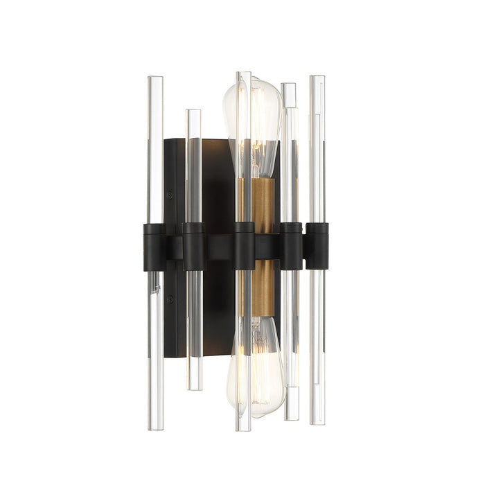 Savoy House 9-1935-2-143 Two Light Wall Sconce, Matte Black with Warm Brass