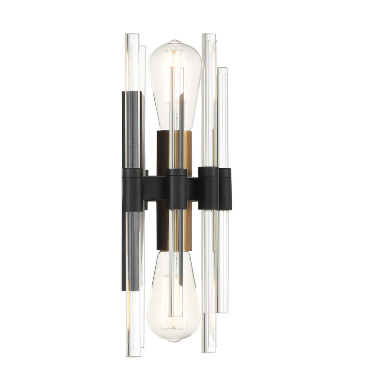 Savoy House 9-1935-2-143 Two Light Wall Sconce, Matte Black with Warm Brass