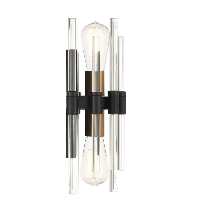 Savoy House 9-1935-2-143 Two Light Wall Sconce, Matte Black with Warm Brass