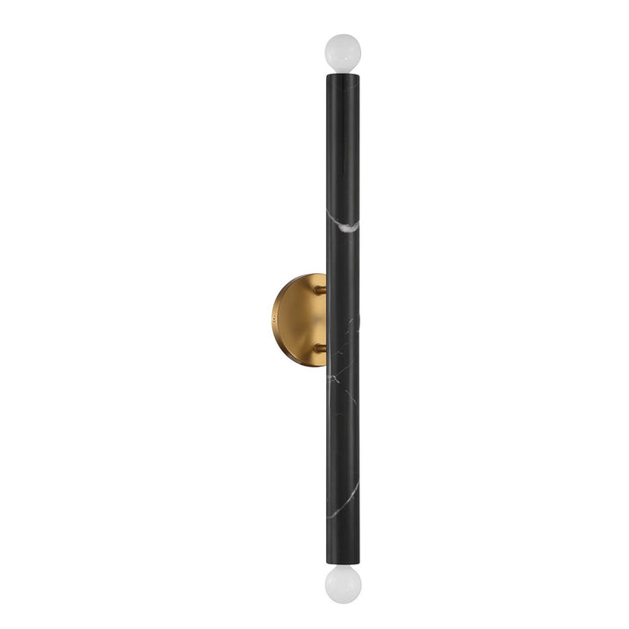 Savoy House 9-2901-2-263 Two Light Wall Sconce, Black Marble with Warm Brass