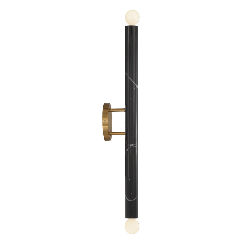 Savoy House 9-2901-2-263 Two Light Wall Sconce, Black Marble with Warm Brass