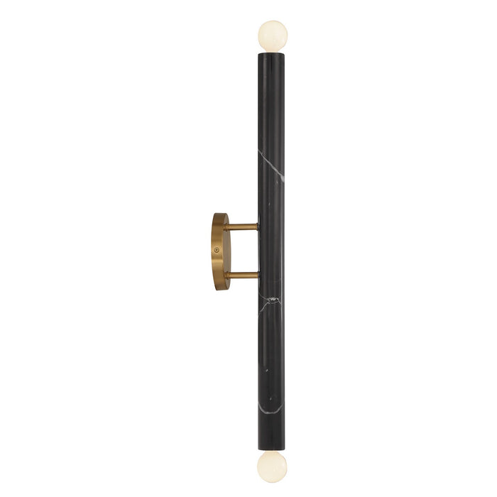 Savoy House 9-2901-2-263 Two Light Wall Sconce, Black Marble with Warm Brass