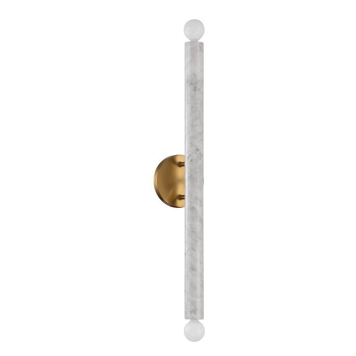 Savoy House 9-2901-2-264 Two Light Wall Sconce, White Marble with Warm Brass