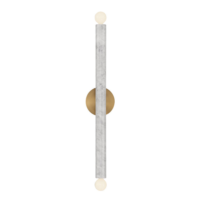 Savoy House 9-2901-2-264 Two Light Wall Sconce, White Marble with Warm Brass