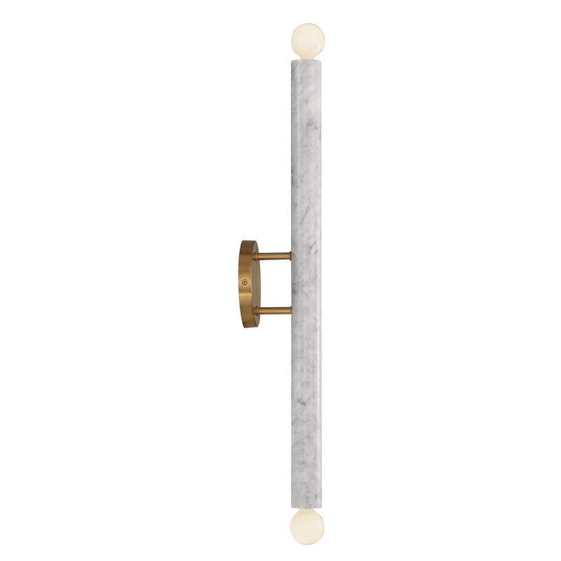 Savoy House 9-2901-2-264 Two Light Wall Sconce, White Marble with Warm Brass