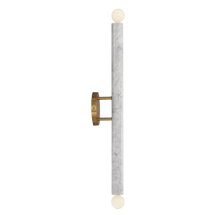 Savoy House 9-2901-2-264 Two Light Wall Sconce, White Marble with Warm Brass