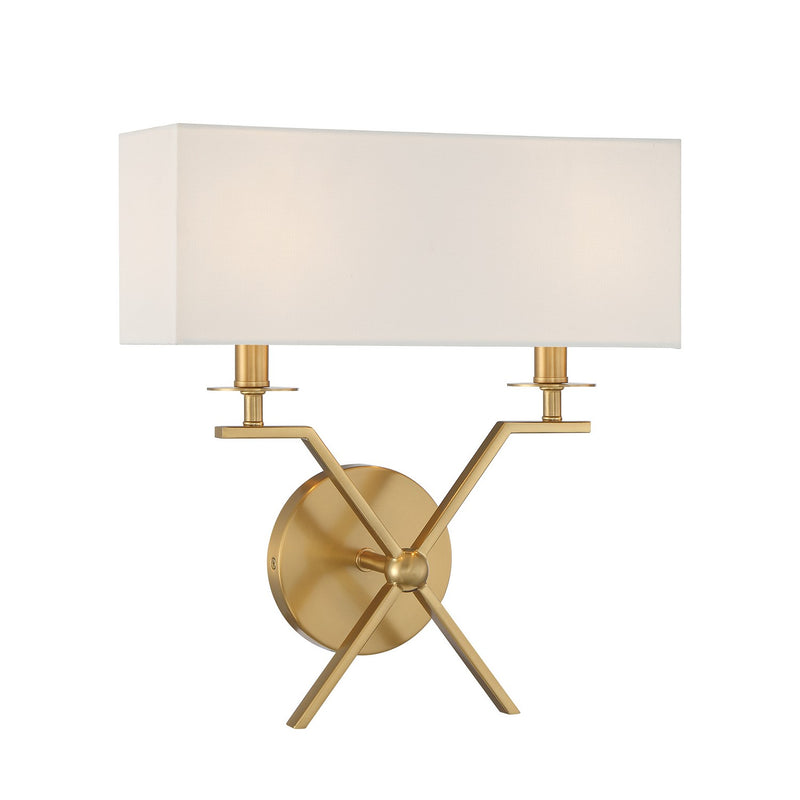 Savoy House 9-3305-2-322 Two Light Wall Sconce, Warm Brass